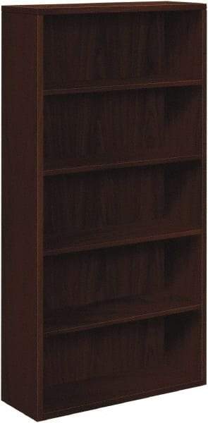 Hon - 5 Shelf, 71" High x 36" Wide Bookcase - 12-5/8" Deep, Woodgrain Laminate, Mahogany - Exact Tool & Supply