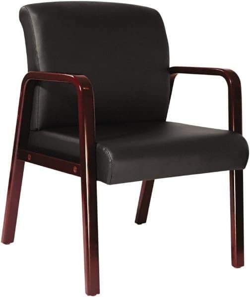 ALERA - Black Soft Leather Guest Chair - 24" Wide x 33-1/4" High - Exact Tool & Supply
