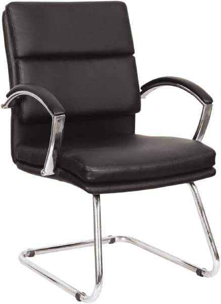 ALERA - Black Leather Guest Chair - 23-1/2" Wide x 37" High - Exact Tool & Supply