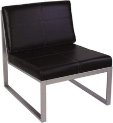 ALERA - Black & Silver Leather Guest Chair - 26-3/8" Wide x 30" High - Exact Tool & Supply