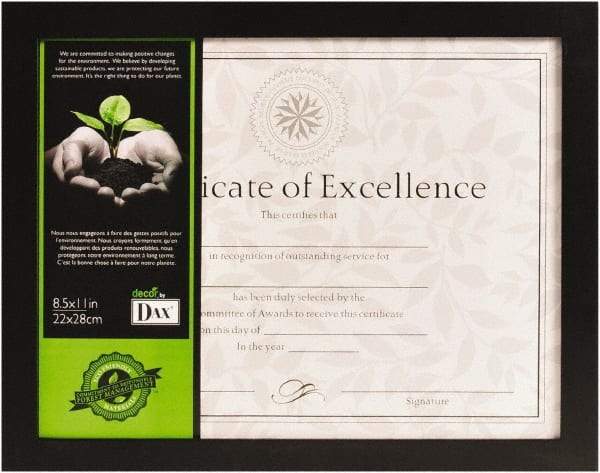 Dax - Black Document Holders-Certificate/Document - 11" High x 8-1/2" Wide - Exact Tool & Supply