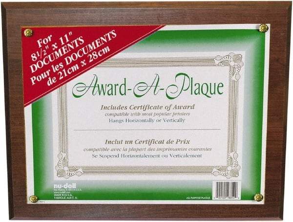 Nudell - Walnut Document Holders-Certificate/Document - 11" High x 8-1/2" Wide - Exact Tool & Supply