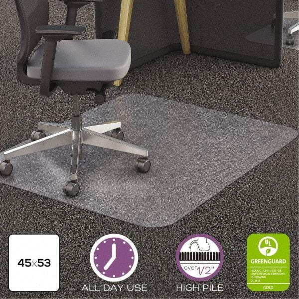Deflect-o - 53" Long x 45" Wide, Chair Mat - Rectangular, Straight Edge Style - Exact Tool & Supply
