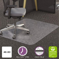 Deflect-o - 60" Long x 46" Wide, Chair Mat - Rectangular, Straight Edge Style - Exact Tool & Supply
