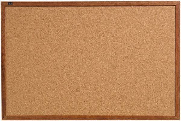 Quartet - 36" Wide x 24" High Open Cork Bulletin Board - Natural (Color) - Exact Tool & Supply