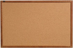 Quartet - 36" Wide x 24" High Open Cork Bulletin Board - Natural (Color) - Exact Tool & Supply