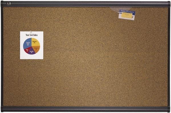 Quartet - 48" Wide x 36" High Open Cork Bulletin Board - Brown - Exact Tool & Supply