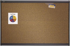 Quartet - 48" Wide x 36" High Open Cork Bulletin Board - Brown - Exact Tool & Supply