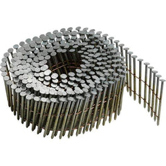 DeWALT - 14 Gauge 1-3/4" Long Siding Nails for Power Nailers - Steel, Galvanized Finish, Ring Shank, Coil Collation, Round Head, Blunt Diamond Point - Exact Tool & Supply