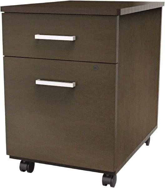 Linea Italia - 16-1/2" Wide x 23-5/8" High x 19-3/4" Deep, 2 Drawer Pedestal - Laminate, Mocha - Exact Tool & Supply