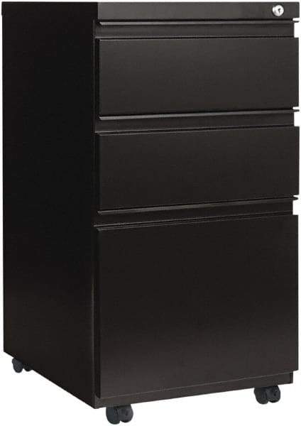 ALERA - 14-7/8" Wide x 28-1/4" High x 23-1/8" Deep, 3 Drawer Pedestal - Steel, Black - Exact Tool & Supply