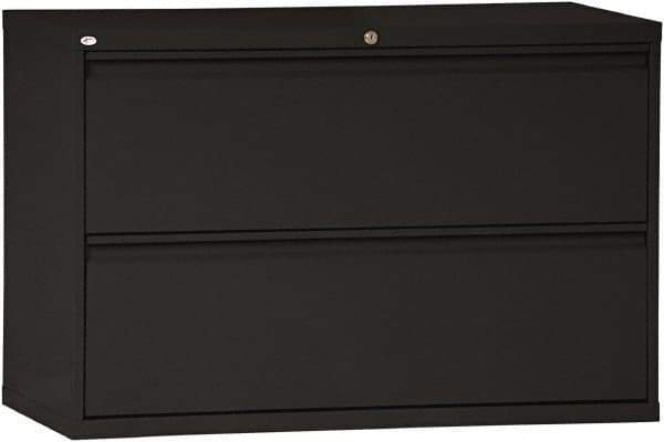 ALERA - 42" Wide x 28-3/8" High x 19-1/4" Deep, 2 Drawer Lateral File - Steel, Black - Exact Tool & Supply