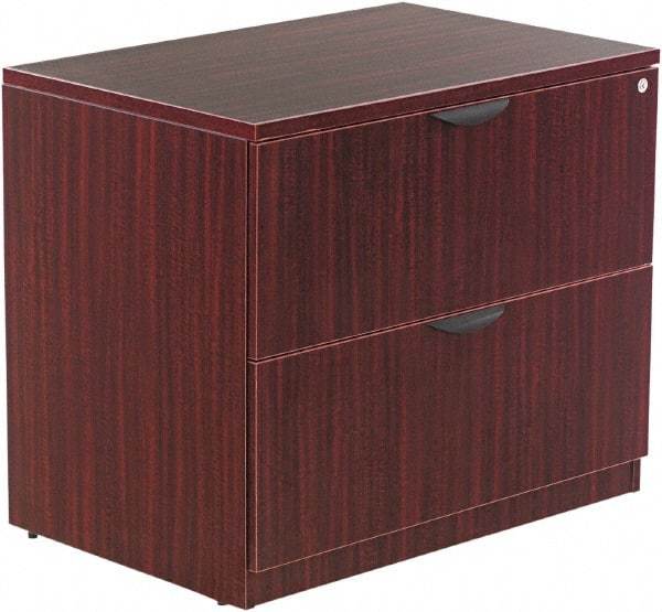 ALERA - 34" Wide x 29-1/2" High x 22-3/4" Deep, 2 Drawer Lateral File - Woodgrain Laminate, Mahogany - Exact Tool & Supply