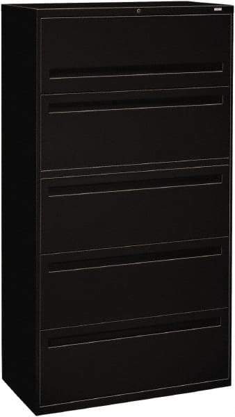 Hon - 36" Wide x 67" High x 19-1/4" Deep, 5 Drawer Roll-Out, Roll-Out Posting - Steel, Black - Exact Tool & Supply