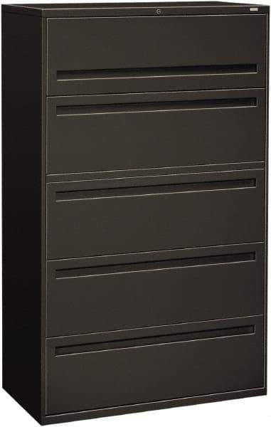 Hon - 42" Wide x 67" High x 19-1/4" Deep, 5 Drawer Roll-Out, Roll-Out Posting - Steel, Charcoal - Exact Tool & Supply