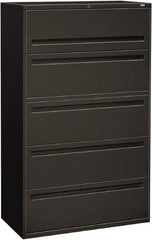 Hon - 42" Wide x 67" High x 19-1/4" Deep, 5 Drawer Roll-Out, Roll-Out Posting - Steel, Charcoal - Exact Tool & Supply