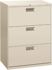 Hon - 30" Wide x 40-7/8" High x 19-1/4" Deep, 3 Drawer Roll-Out - Steel, Light Gray - Exact Tool & Supply
