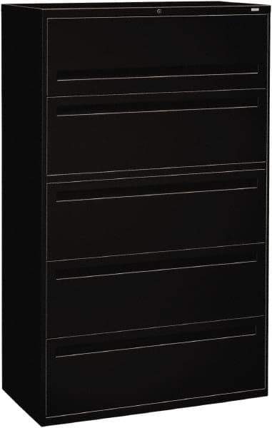 Hon - 42" Wide x 67" High x 19-1/4" Deep, 5 Drawer Roll-Out, Roll-Out Posting - Steel, Black - Exact Tool & Supply