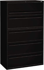 Hon - 42" Wide x 67" High x 19-1/4" Deep, 5 Drawer Roll-Out, Roll-Out Posting - Steel, Black - Exact Tool & Supply