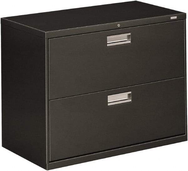 Hon - 36" Wide x 28-3/8" High x 19-1/4" Deep, 2 Drawer Lateral File - Steel, Charcoal - Exact Tool & Supply