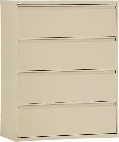 ALERA - 42" Wide x 53-1/4" High x 19-1/4" Deep, 4 Drawer Lateral File - Steel, Putty - Exact Tool & Supply