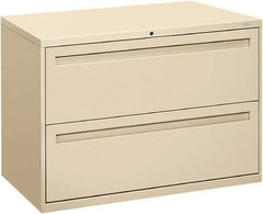 Hon - 42" Wide x 28-3/8" High x 19-1/4" Deep, 2 Drawer Lateral File - Steel, Putty - Exact Tool & Supply