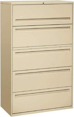Hon - 42" Wide x 67" High x 19-1/4" Deep, 5 Drawer Roll-Out, Roll-Out Posting - Steel, Putty - Exact Tool & Supply