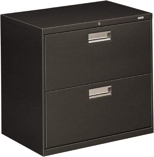 Hon - 30" Wide x 28-3/8" High x 19-1/4" Deep, 2 Drawer Roll-Out - Steel, Charcoal - Exact Tool & Supply