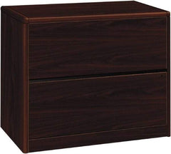 Hon - 36" Wide x 29-1/2" High x 20" Deep, 2 Drawer Lateral File - Laminate, Mahogany - Exact Tool & Supply