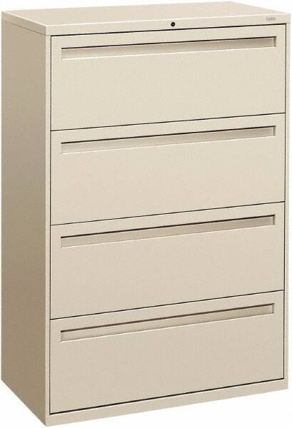 Hon - 36" Wide x 53-1/4" High x 19-1/4" Deep, 4 Drawer Lateral File - Steel, Light Gray - Exact Tool & Supply