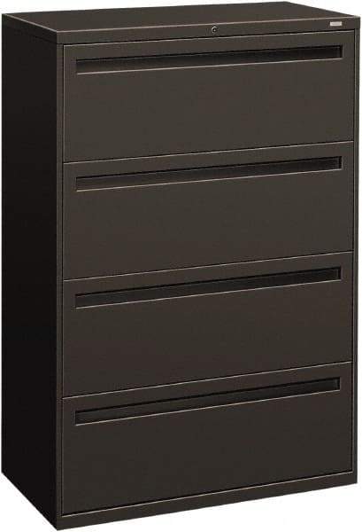 Hon - 36" Wide x 53-1/4" High x 19-1/4" Deep, 4 Drawer Lateral File - Steel, Charcoal - Exact Tool & Supply