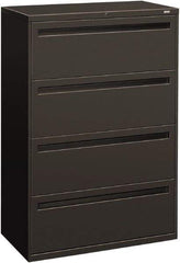 Hon - 36" Wide x 53-1/4" High x 19-1/4" Deep, 4 Drawer Lateral File - Steel, Charcoal - Exact Tool & Supply