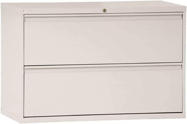 ALERA - 42" Wide x 28-3/8" High x 19-1/4" Deep, 2 Drawer Lateral File - Steel, Light Gray - Exact Tool & Supply