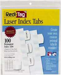 Redi-Tag - 1" 100 Tabs, Self-Adhesive, Index Tab - White - Exact Tool & Supply
