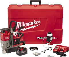 Milwaukee Tool - 1-1/2" Chuck, 5.75" Travel, Portable Magnetic Drill Press - 400 & 690 RPM, 9 Amps, 0.43 hp - Exact Tool & Supply