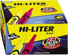 HiLiter - Pink, Yellow Highlighter - Chisel Tip, AP Nontoxic Ink - Exact Tool & Supply