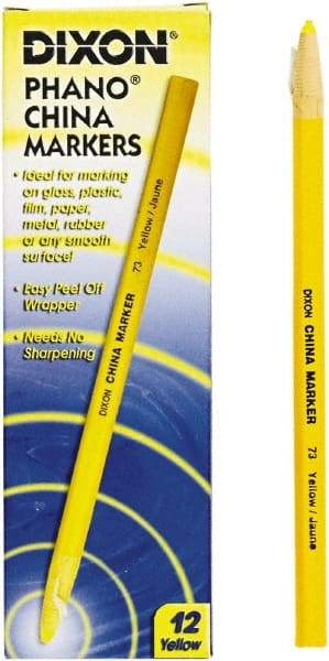 DIXON - Yellow China Marker - Soft Crayon Tip, Wax - Exact Tool & Supply