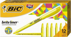 Bic - Flouorescent Yellow Highlighter - Chisel Tip, Water Base Ink - Exact Tool & Supply