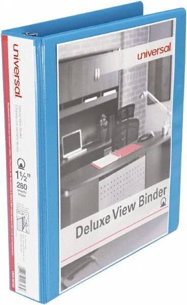 UNIVERSAL - 275 Sheet Capacity, 11 x 8-1/2", View Ring Binder - Polypropylene, Light Blue - Exact Tool & Supply