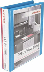 UNIVERSAL - 275 Sheet Capacity, 11 x 8-1/2", View Ring Binder - Polypropylene, Light Blue - Exact Tool & Supply