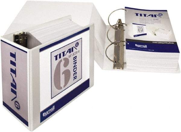 Samsill - 1,250 Sheet Capacity, 11 x 8-1/2", View Ring Binder - Polypropylene Covered Chipboard, White - Exact Tool & Supply
