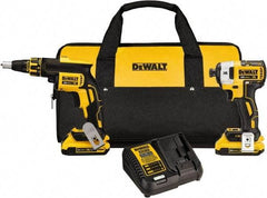 DeWALT - 20 Volt Cordless Tool Combination Kit - Includes Brushless Drywall Screwgun & 1/4" Brushless 3-Speed Impact Driver, Lithium-Ion Battery Included - Exact Tool & Supply