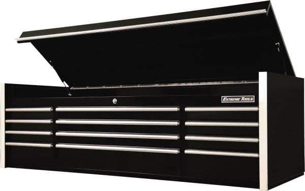 EXTREME TOOLS - 8 Drawer Top Tool Chest - 72" Wide x 25" Deep x 22-1/4" High, Steel, Black - Exact Tool & Supply