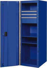 EXTREME TOOLS - 3 Drawer Side Tool Locker - 19" Wide x 61" Deep x 25" High, Steel/Aluminum, Blue - Exact Tool & Supply
