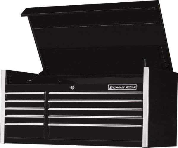 EXTREME TOOLS - 10 Drawer Top Tool Chest - 55" Wide x 30" Deep x 26-3/8" High, Steel, Black - Exact Tool & Supply