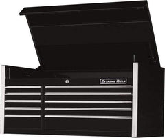 EXTREME TOOLS - 10 Drawer Top Tool Chest - 55" Wide x 30" Deep x 26-3/8" High, Steel, Black - Exact Tool & Supply