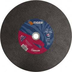 Weiler - 14" 36 Grit Aluminum Oxide Cutoff Wheel - 3/32" Thick, 1" Arbor, 4,400 Max RPM, Use with Chop Saws - Exact Tool & Supply