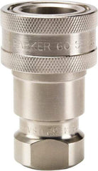 Parker - 3/4-16 SAE ORB 316 Stainless Steel Hydraulic Hose Female Straight Thread Coupler - 1,500 psi, 6 GPM, Series 60 - Exact Tool & Supply