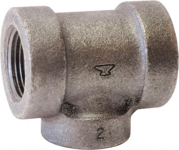 Made in USA - Size 1-1/2 x 3/4 x 1-1/2", Class 125, Cast Iron Black Pipe Reducing Tee - 175 psi, FPT End Connection - Exact Tool & Supply