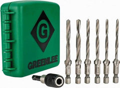 Greenlee - #6-32 to 1/4-20, 3" Overall Length, 2" Drill Length, High Speed Steel Combination Drill and Tap Set - 2 Flutes, 8 Piece Set - Exact Tool & Supply